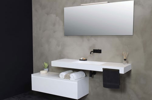 Hanging double marble bathroom cabinet